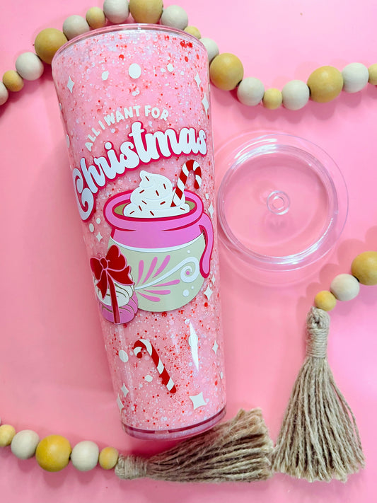 Rose Gold Drip Snowglobe Tumbler